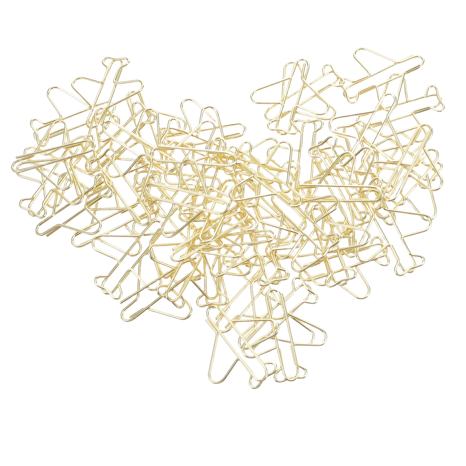 

100 Pcs Aircraft Paper Clip Office Decor Christmas Stocking Stuffers Cartoon Golden