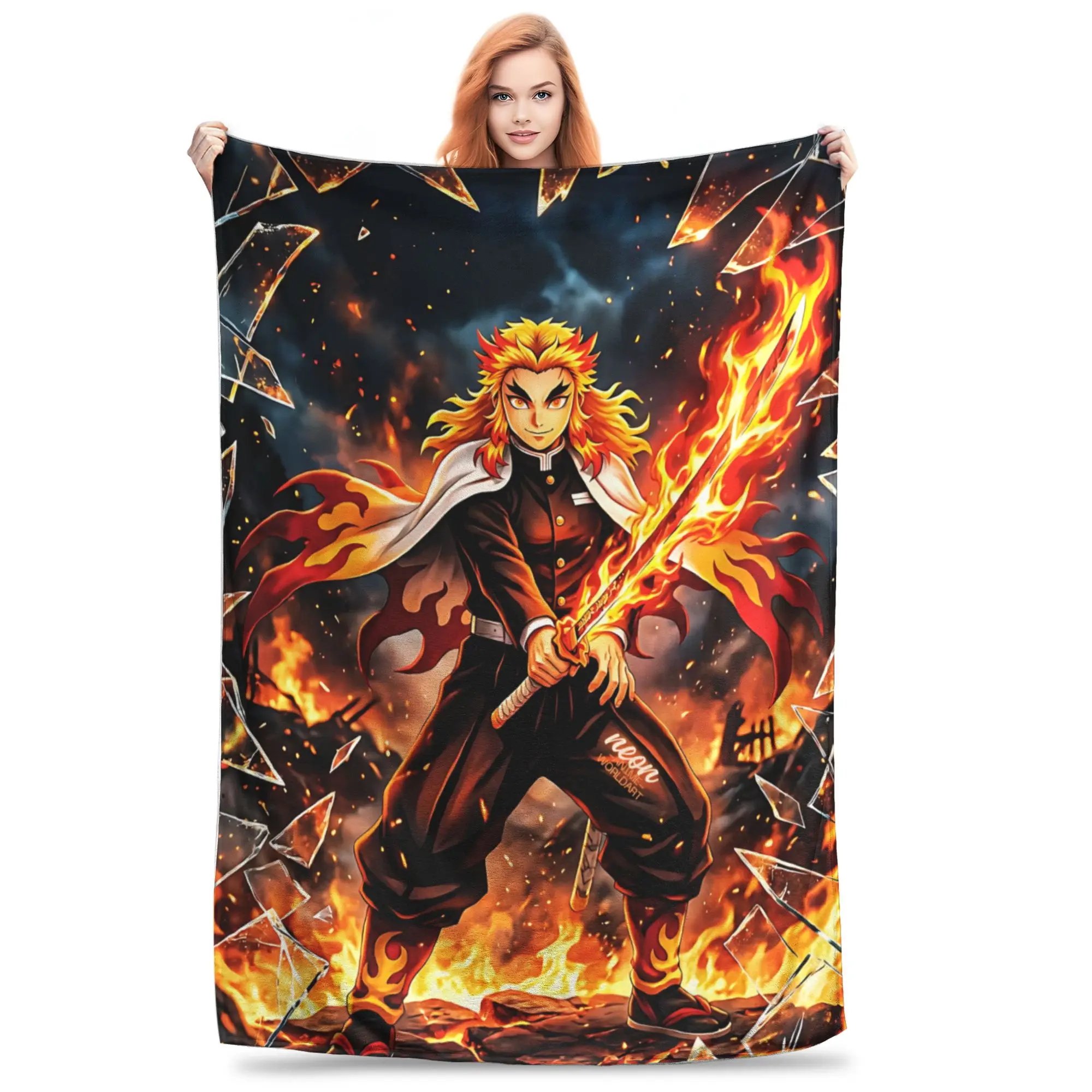 1PC Demon Slayers  Winter Blankets for Adults Bedding Home Interior Sofa Knee