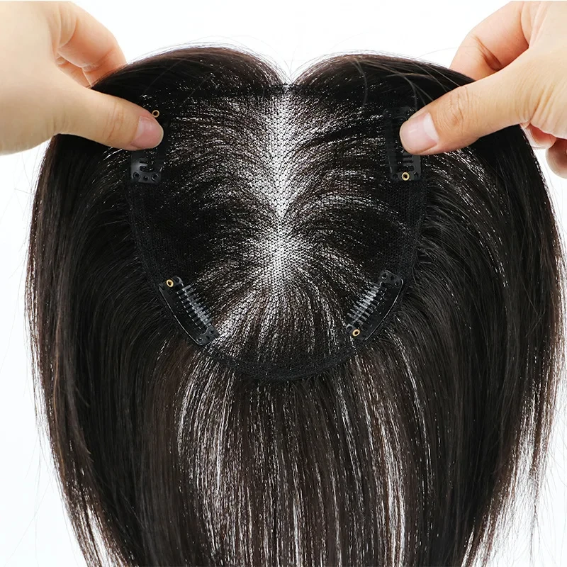 Straight Hair Toppers  Women Closure With Swiss Lace Fully hand woven Real Natural Color Hair Toupee Virgin Breathable Hairpiece