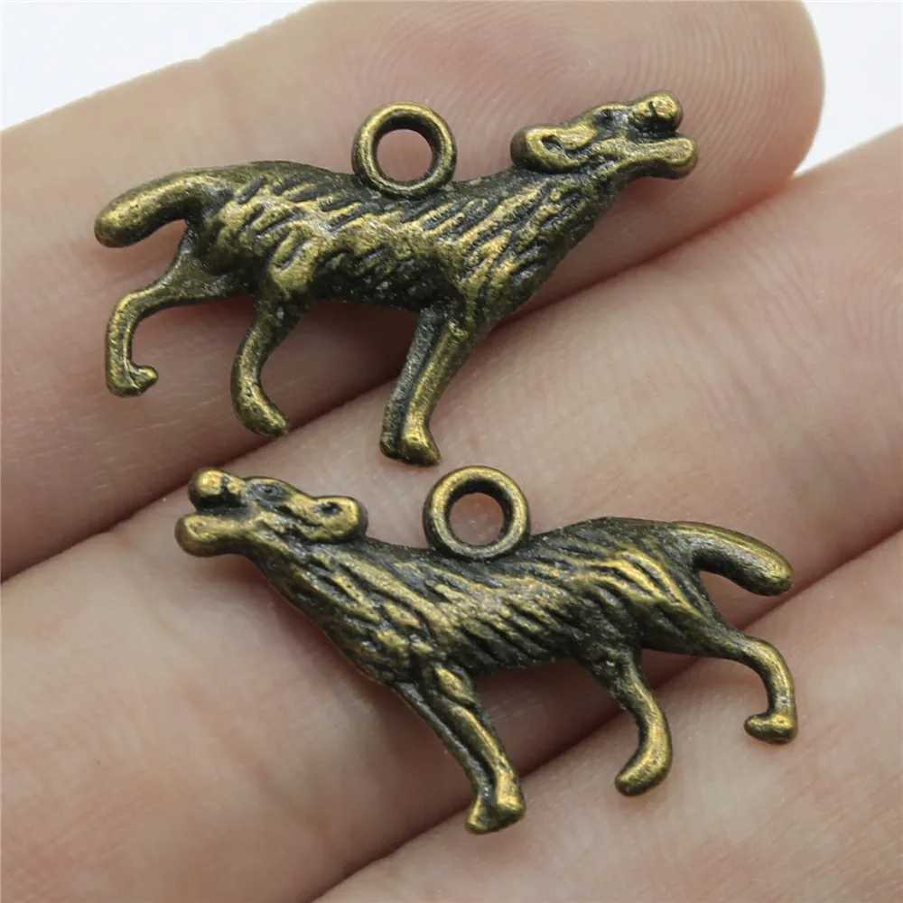 WYSIWYG 10pcs 26x20mm Charm Howl Wolf 3 Colors Wolf Howl Charms Animal Howl Wolf Pendant Charms For Jewelry Making