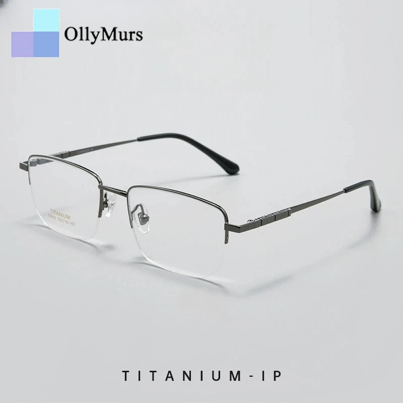 

OLLYMURS деловые очки из чистого титана, оптические очки в полуоправе, мужские ультралегкие модные очки для маленького лица 69902Z