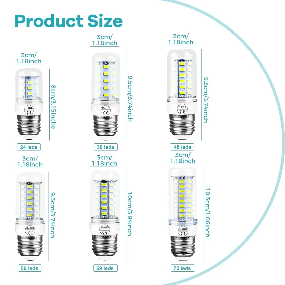 Mini G9 LED Light Bulbs 24 36 48 56 69 72 LEDs E27 220V LED Corn Light E14 2835SMD B22 Ceramic Lamp For Home Chandelier GU10