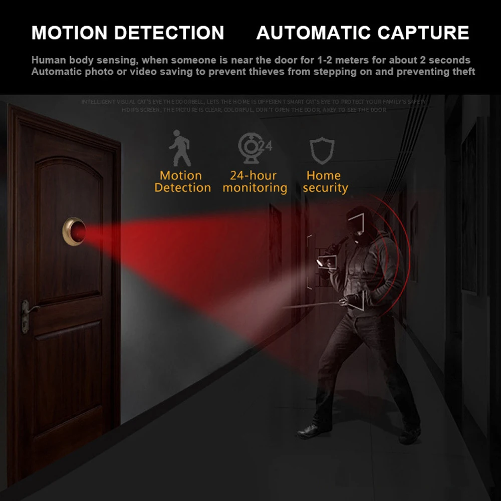 4.5“ Digital Doorbell HD Color Screen Smart Door Peephole Viewer Camera 170 Degree Wide Angle Video Recording IR Night vision