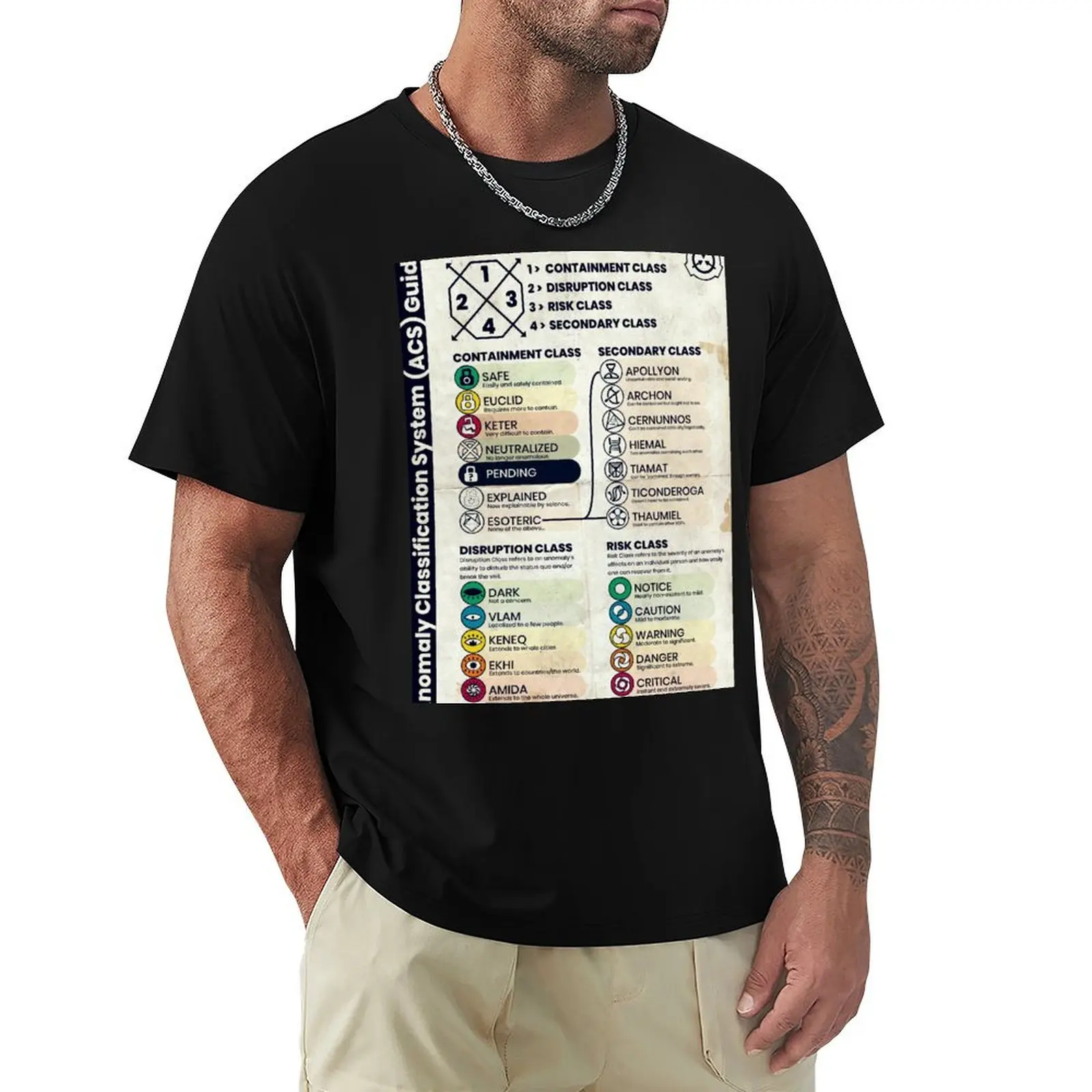 

SCP Anomaly Classification System Poster (Aged Version) T-Shirt customs tees korean fashion Short sleeve tee men