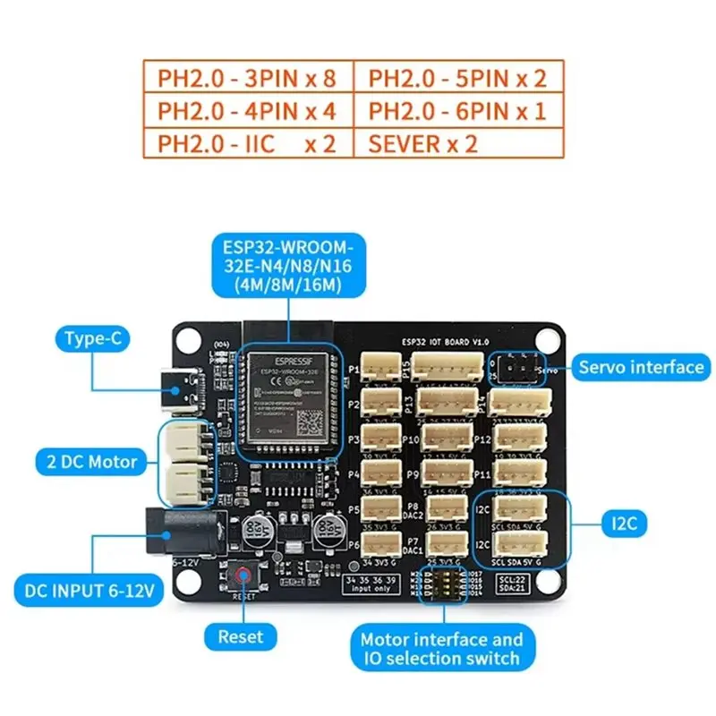 3CGRO-Esp32 LOT Board Esp32 Wroom 32E With Two Motors 2.4G Wireless Wifi+Bluetooth Iot Learning Microcontroller