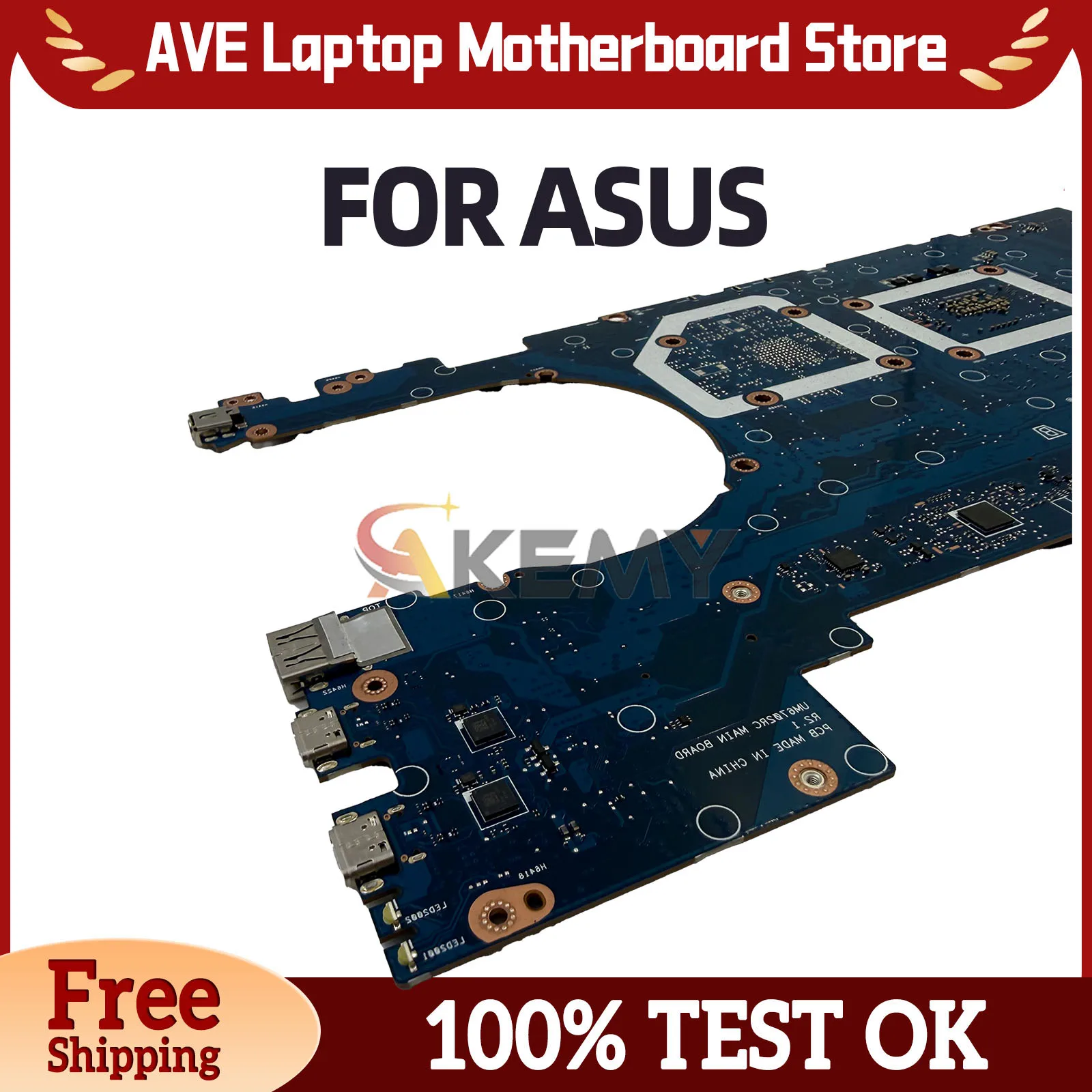 

UM6702RA Motherboard For ASUS Zenbook Pro UM6702R Laptop Mainboard R5-6600H R7-6800H R9-6900H 8G/16G RAM 100% Tested