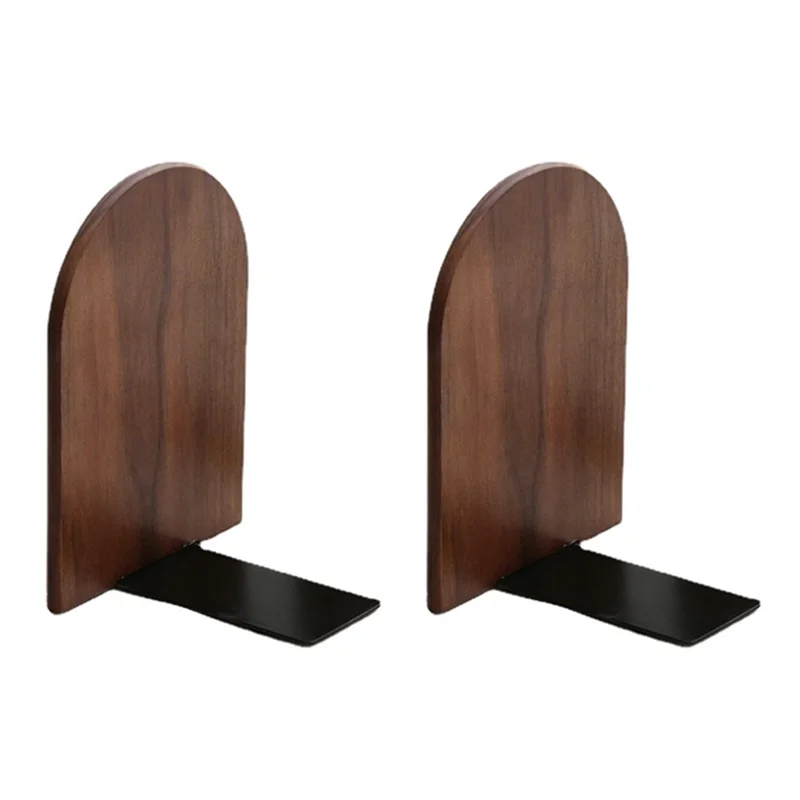 AC56-Wooden Bookends Heavy Duty Bookshelf Anti-Slip Bookends(2Pcs)