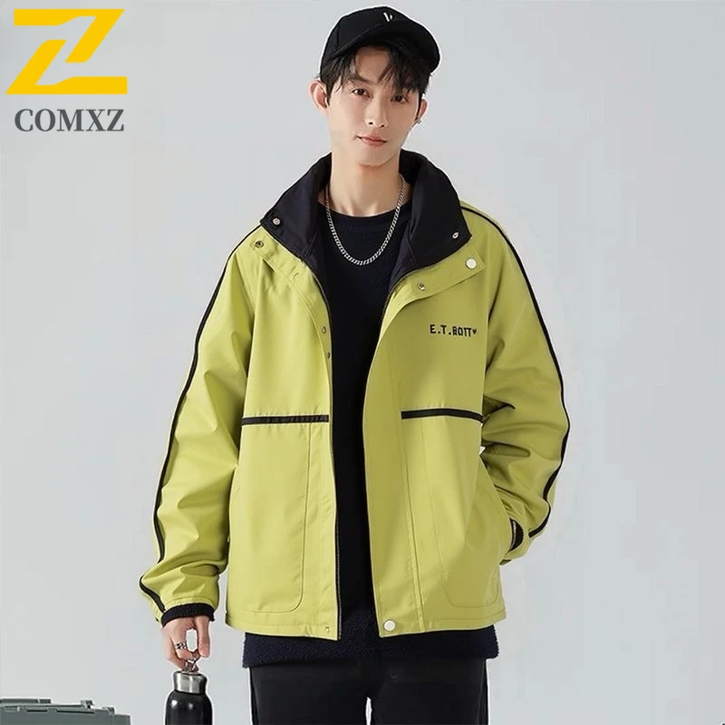 

COMXZ Outdoor Mountaineering Men Jacket Classic Hooded Comfortable Coats Hiking Travel Windproof Autumn Motorcycle Jackets