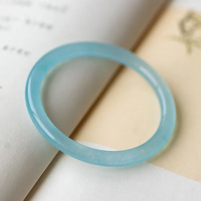 

Браслет Ice Azure «Замороженный» Женский кварцитовый голубой тонкий круглый браслет-батон