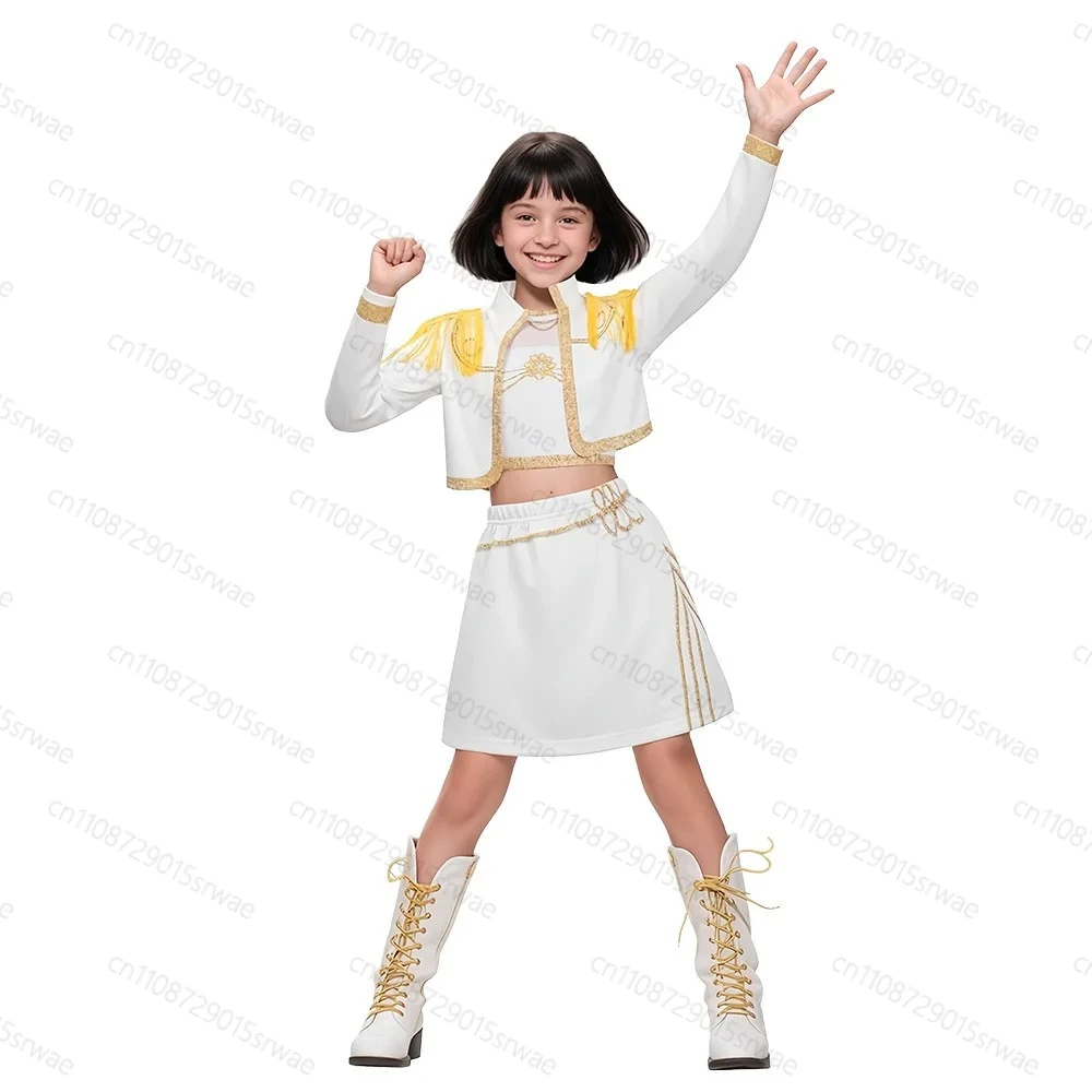 Nuovo formato disponibile Vestiti per spettacoli di carnevale dei cartoni animati Rumi Zoey Mira Demon Hunters Costume dorato Costume cosplay per bambini