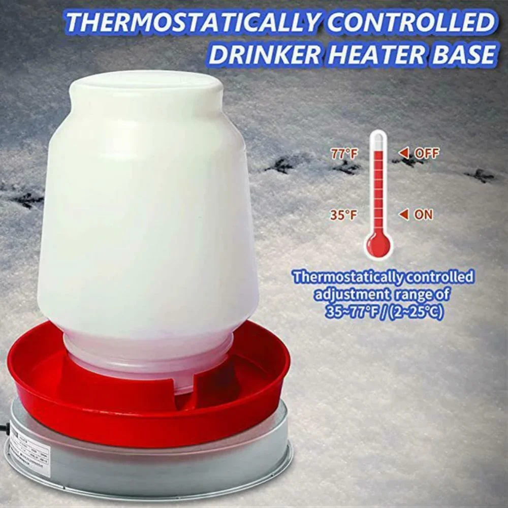 14.6 Inch Chicken Winter Water Heater Safe and Durable Heat Base Prevents Chicken/Poultry Drinking Water From Freezing