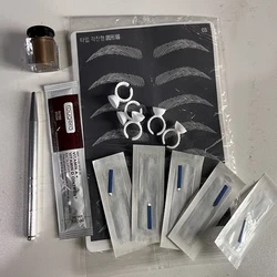 1 zestaw praktyka Microblading makijaż permanentny 3D tatuaż na brwi igła długopis zestaw pigmentowy tatuaż pierścienie pigmentowe narzędzia do makijażu ciała