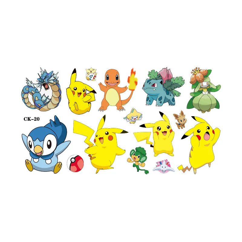 1Pcs Pokemon Tattoo Stickers Pikachu Temporary Tattoos For Kids Birthday Party Supplies Cute Tattoos Stickers Decoration