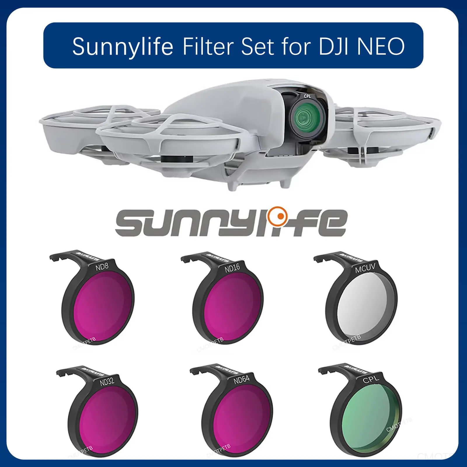Sunnylife-مجموعة فلاتر عدسات الكاميرا الاحترافية ، فلتر Dji Neo ، CPL ، الأشعة فوق البنفسجية ، ND16 ، ND32 ، ND ، الملحقات