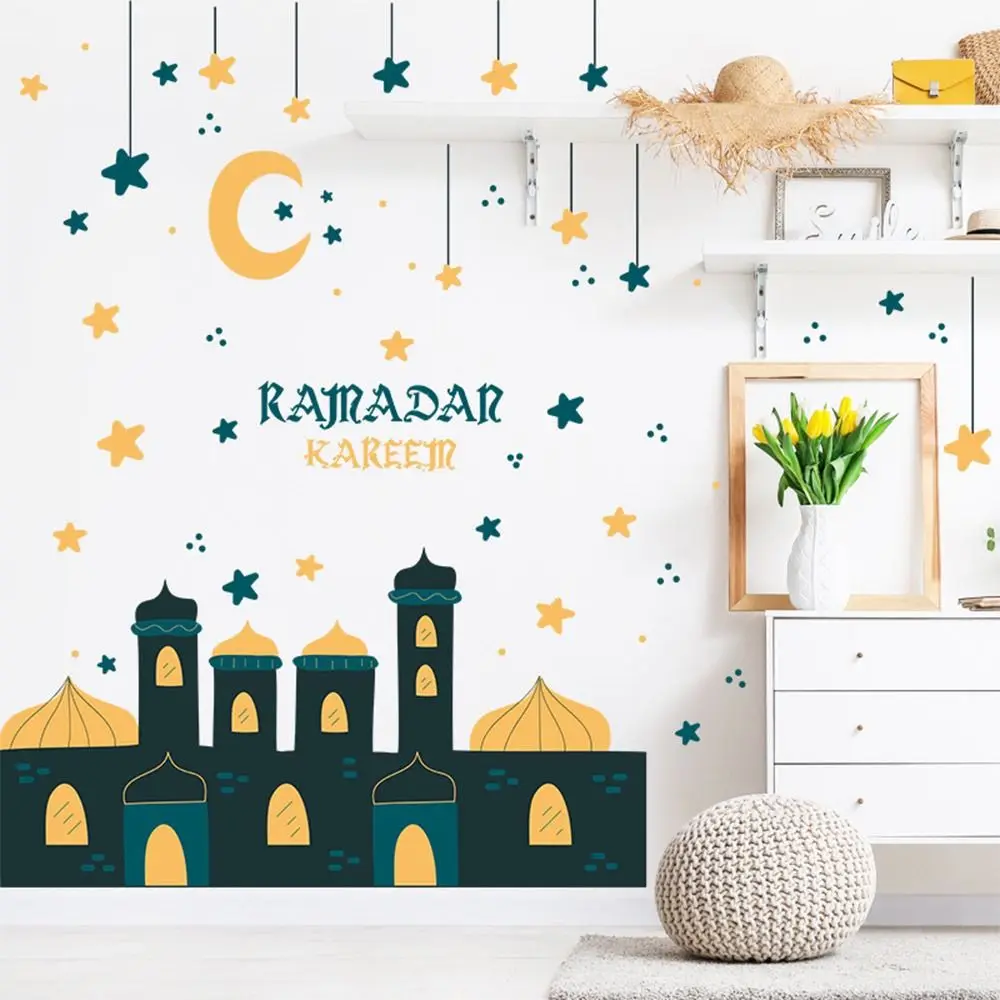 Multicolor Eid Mubarak Wall Stickers Lantern Castle Star Moon Ramadan Kareem Decals Accessories Eid Al-fitr Mural