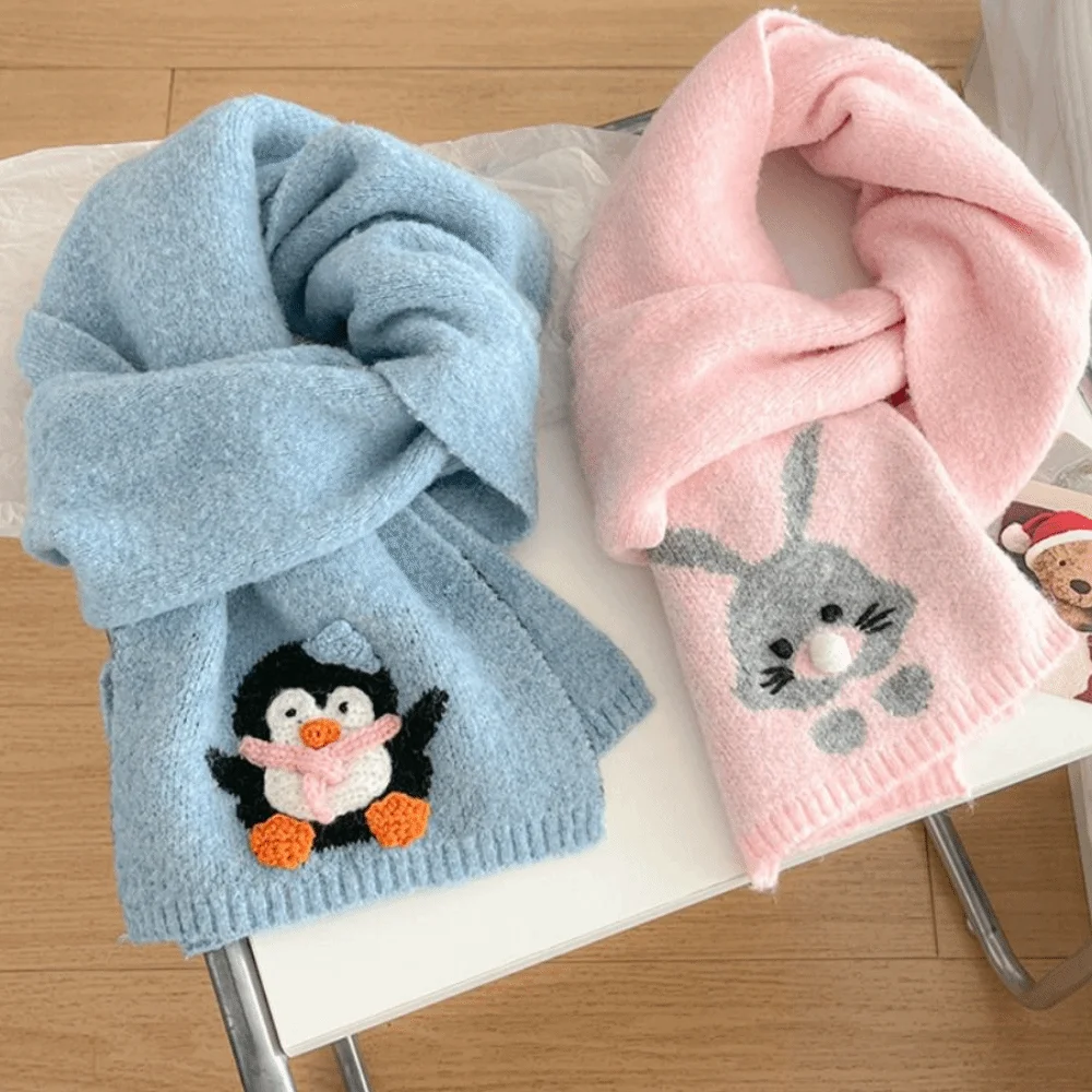 

Panda Colorful Cartoon Embroidery Scarf Korean Style Thickened Cashmere Knitted Scarf Sweet Windproof Winter Neck Warmer Women