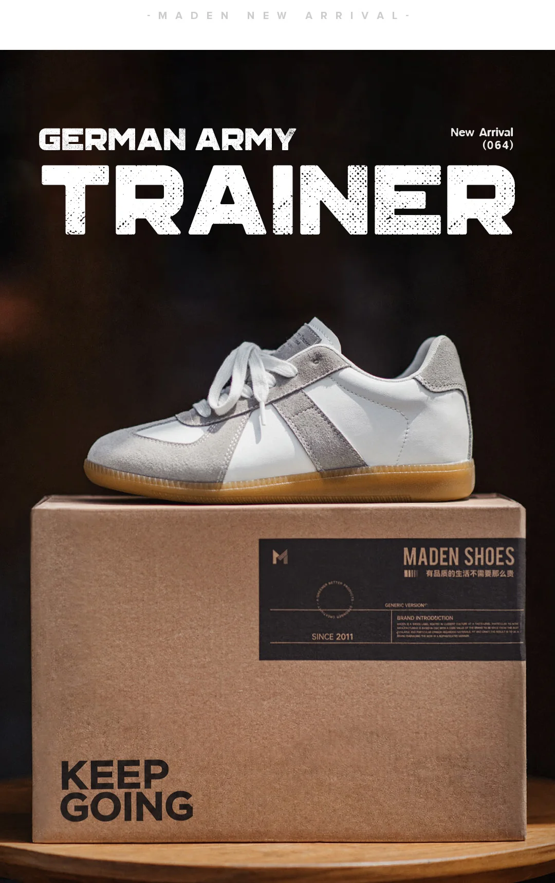 MADEN Men's 38- GATS White Hidden Elevator Height Increasing Trendy Low Top Sneakers Unisex Versatile Casual Shoes Autumn