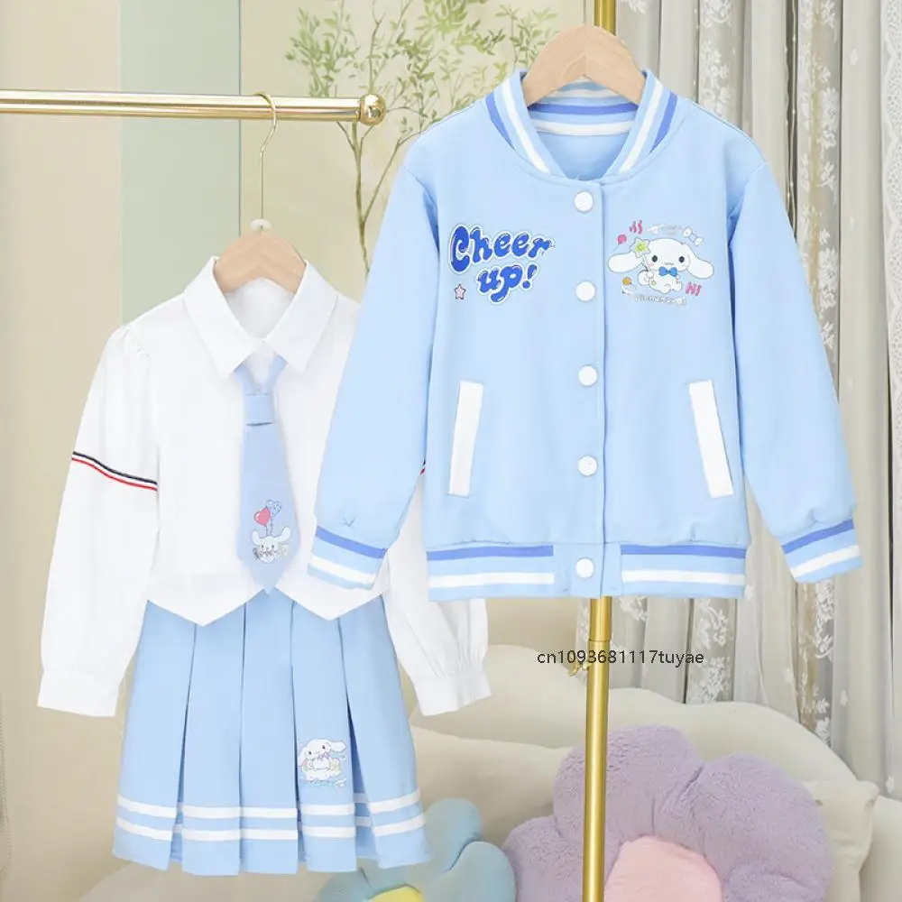 

Cinnamoroll Girl Jk комплект униформы Sanrios аниме Kawaii весенне-осеннее хлопковое пальто рубашка плиссированная юбка корейская мода детские куртки