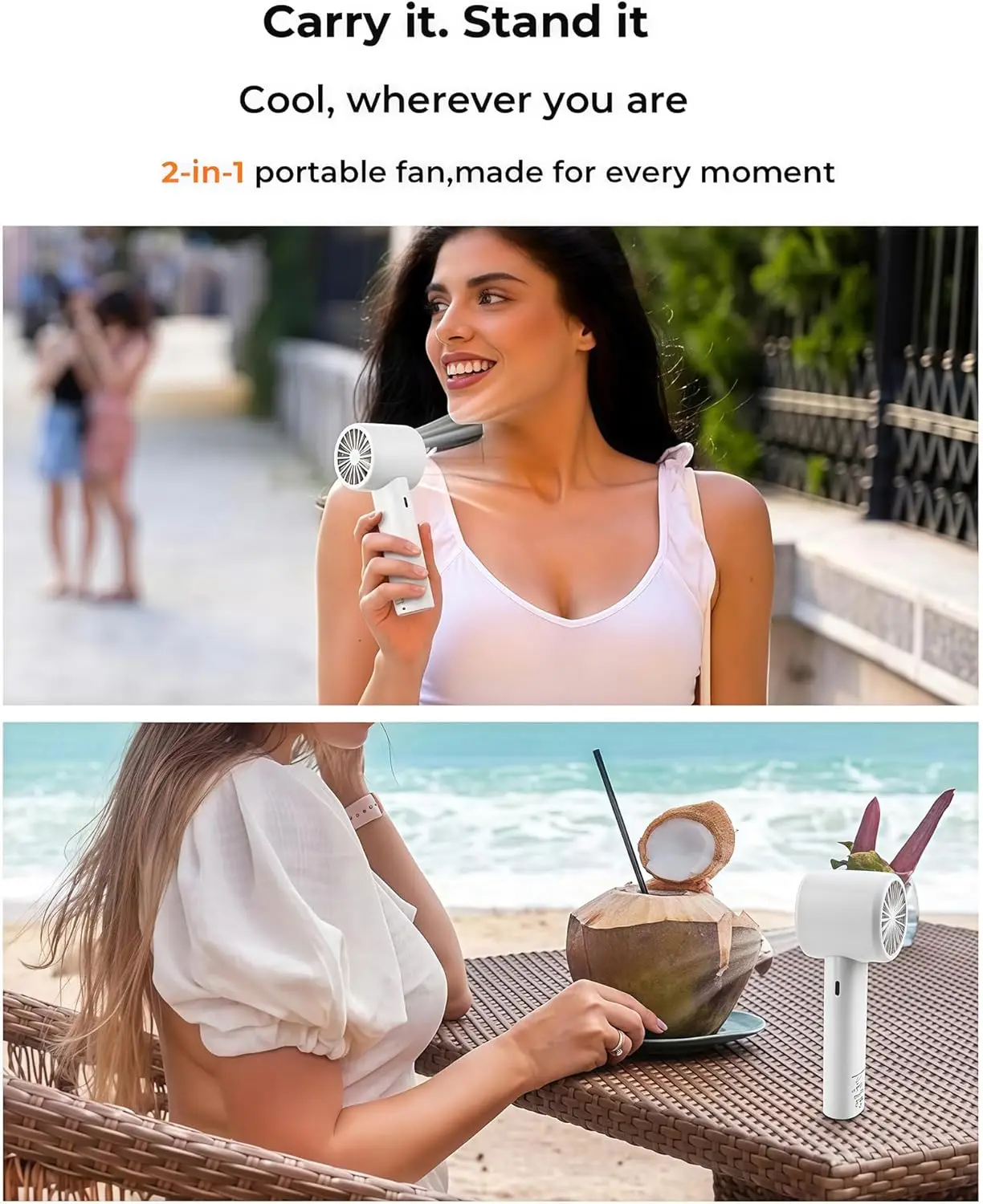 مروحة محمولة قابلة لإعادة الشحن بقدرة 120 سرعة مع تبريد قوي وهادئ لتدفق الهواء للسفر والمنزل في الهواء الطلق