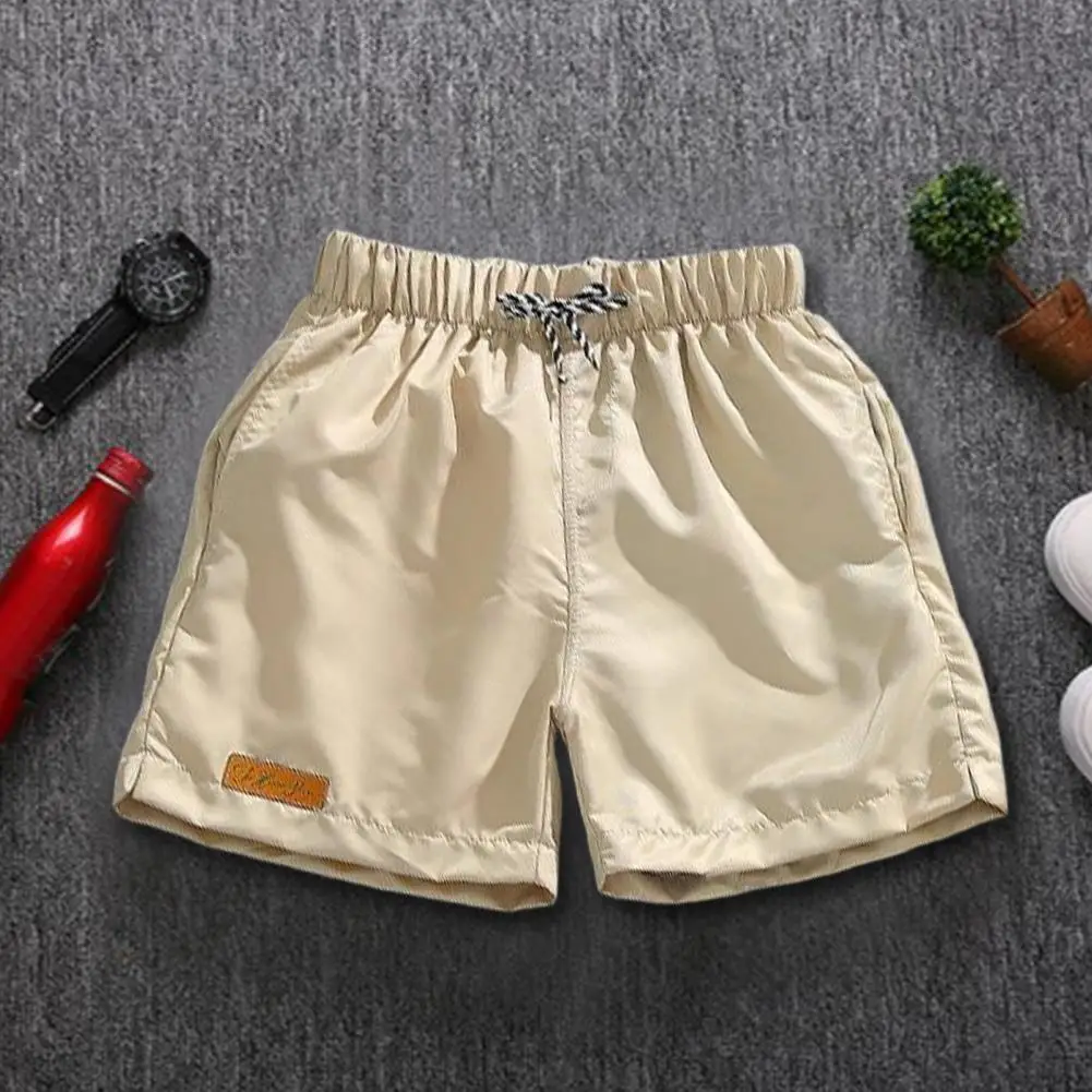 Shorts Men's Elastic Waist Drawstring Beach Shorts with Pockets Logo Print Wide Leg Design for Summer Wear Surf Sports Versatile