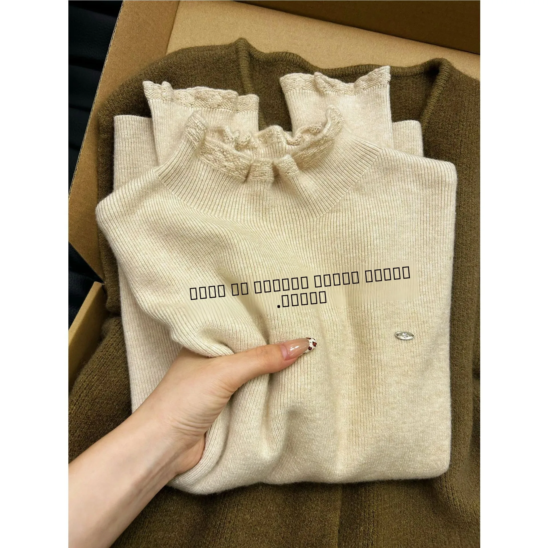 

Женский вязаный свитер-поло с эффектом древесной текстуры, утепленный, с высоким воротником, осенне-зимний, особый широкий крой