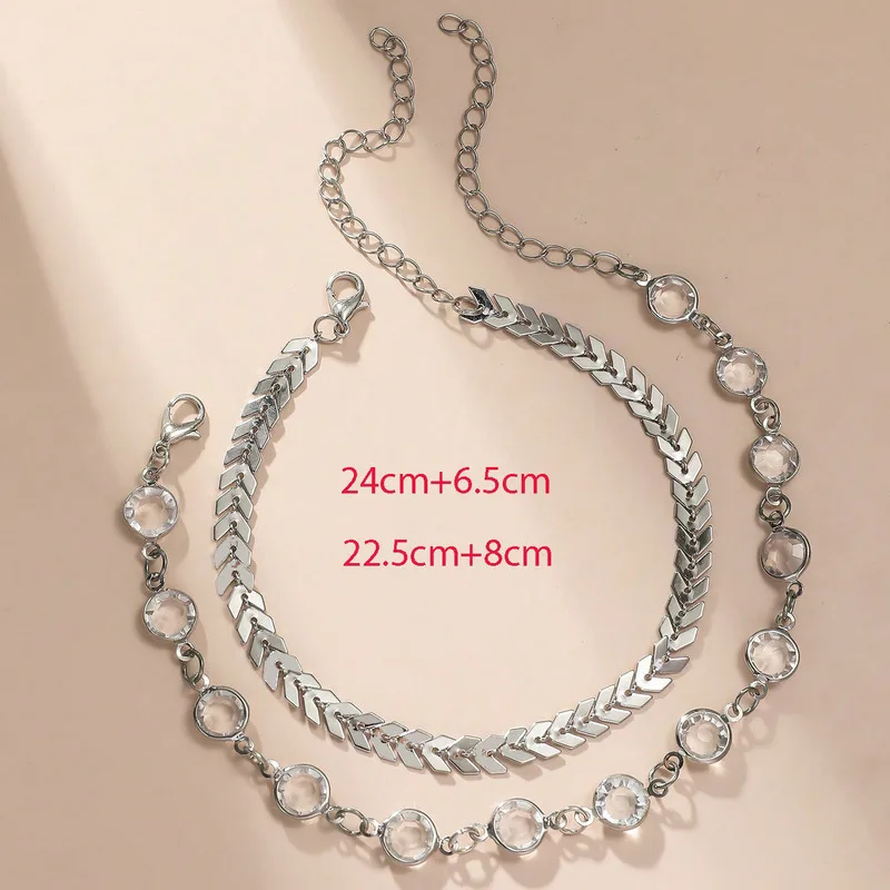 

Minimalist Metal Fashion Style Accessories Sequins Round Pieces Double-layer Ankle Bracelet Chains