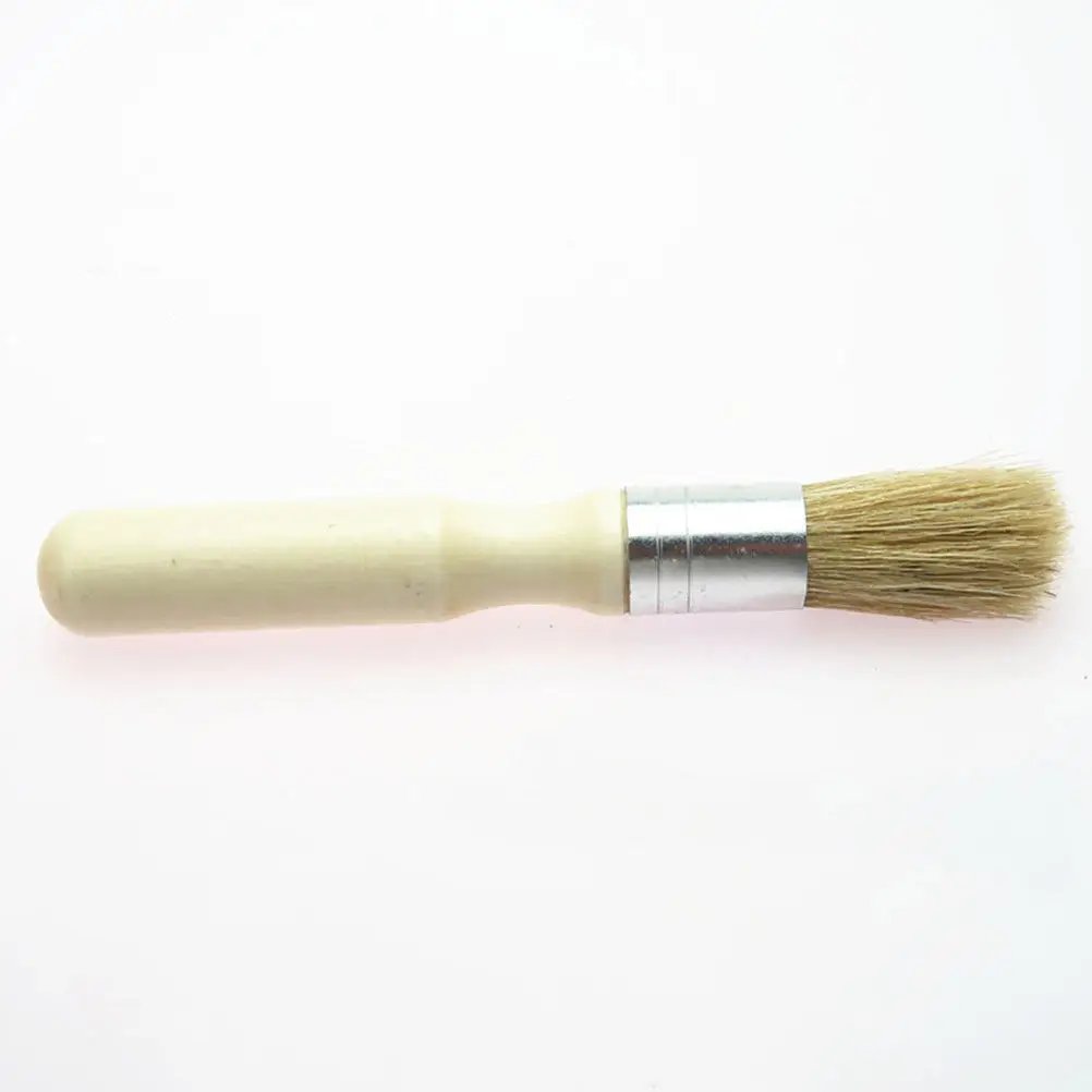 

Small Wooden Handle Bristle Brush Round Head Non-Slip Grip Oil Acrylic Painting Tool for DIY Art Crafts Bbq Brush