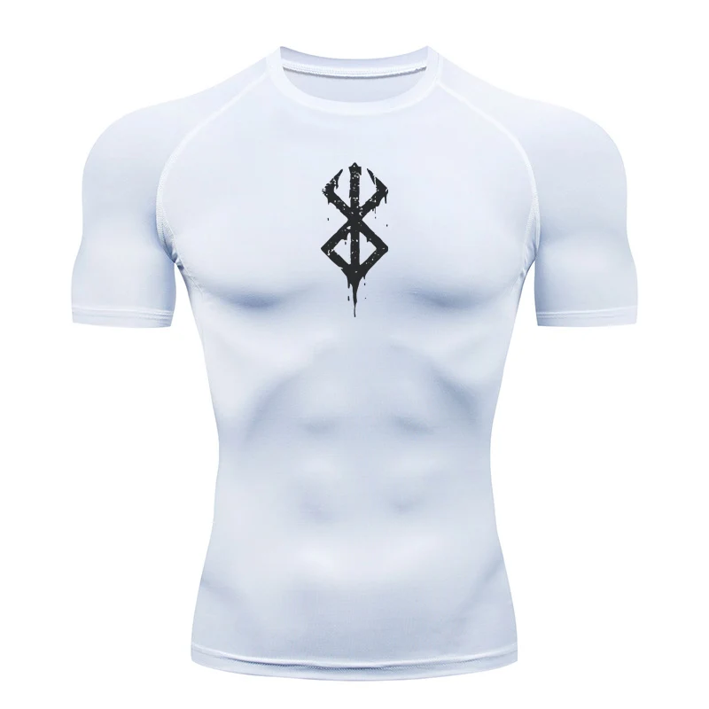 Аниме Мужская компрессионная рубашка для фитнеса, спорта, бега, обтягивающие женские спортивные тренировки, быстросохнущие топы, летняя футболка