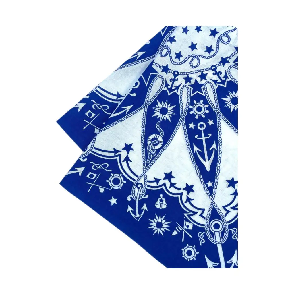 Popular Hip Hop Navy Blue Cashew Flower Bandana Men Women Outdoor Headbands Hair Band Wrist Wrap Amoeba Scarves Hair Accessories