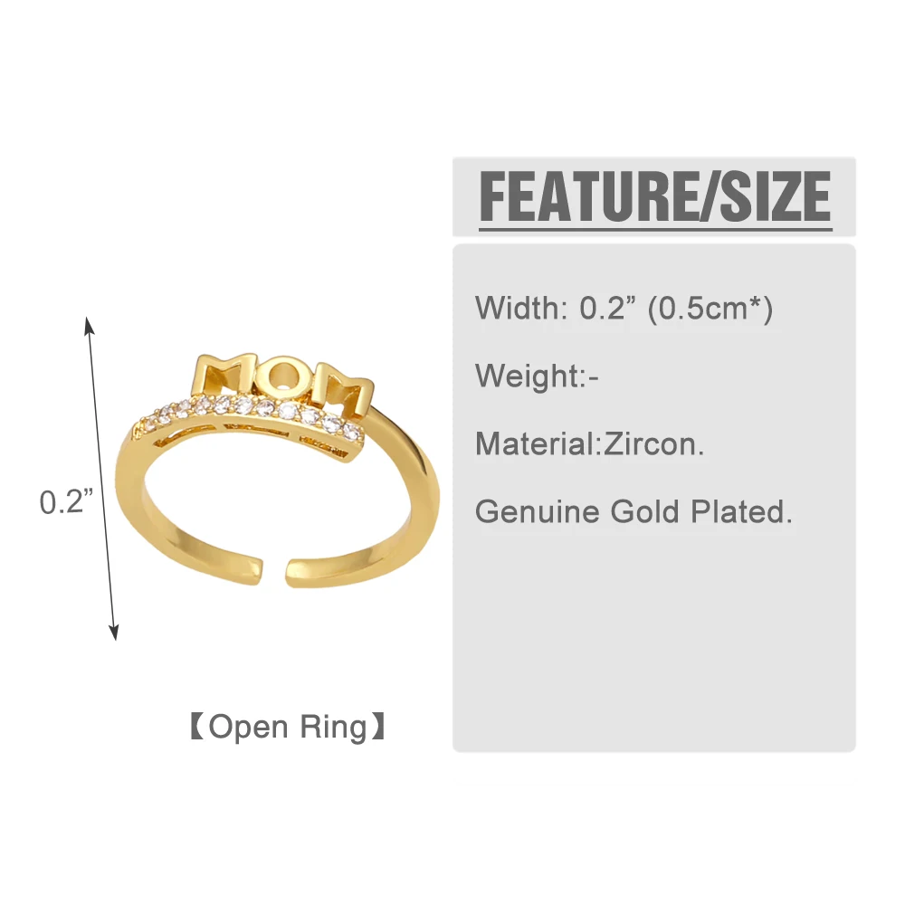 Clearance Heart LOVE Women Ring Zircon Copper Gold Plated Jewelry for MOM Women Wholesale Bulk Birthday Party Gift rigq51