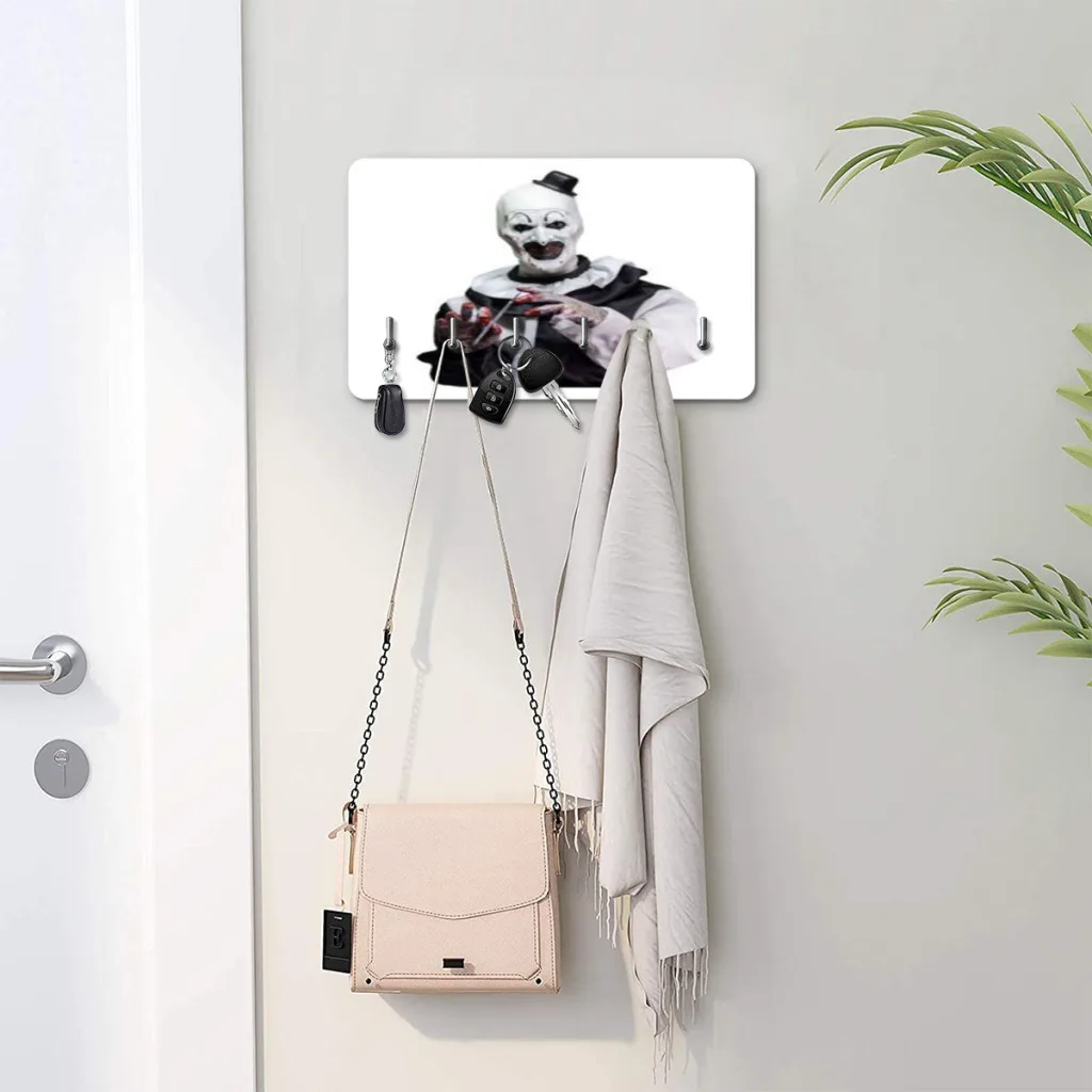 Terrifier Horror Movie Key holder home wall hooks door entryway hallway kitchen wall bedroom decor rack with 6 hooks