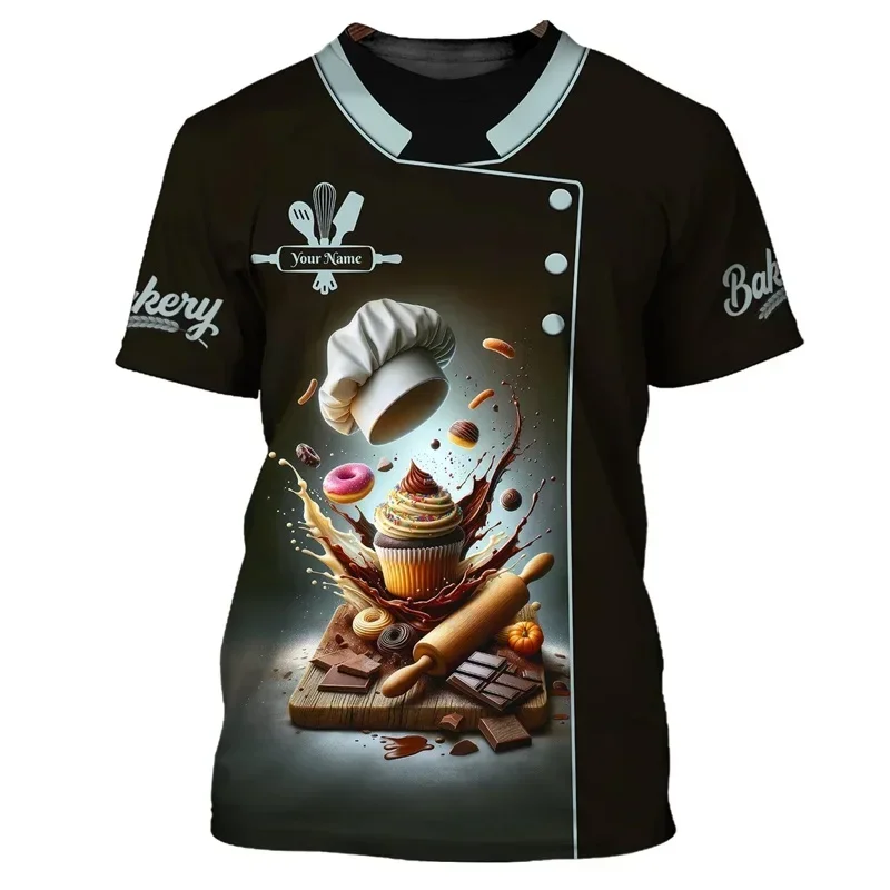 Bakers pastry chefs T-shirt Custom Name Men's 3D Print Bakery Baking Shirt Plus Size Unisex Tees Tops Personality Baking Uniform