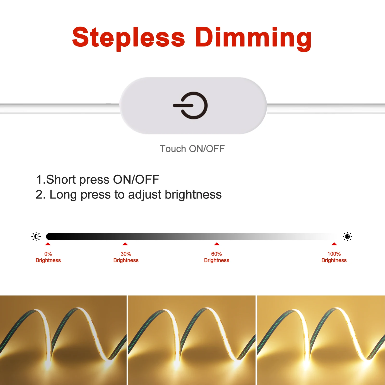 5V USB COB LED Stripe Light Linear Touch Dimmable Flexible Diode Tape Home Christmas Lights TV Mirror Backlight Room Decoration