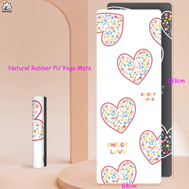 

Natural Rubber Pu Yoga Mat Colorful Printed Fitness Mats Yoga Sweat-absorbing Home Fitness Pad Gymnastics Pilates Mats with Bag