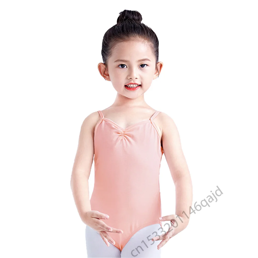 Ballet Dancer Leotard Dress Kids Spaghetti Strap Criss Cross Dance Bodysuit Gymnastics Leotard for Girls Balleina Costumes Pink