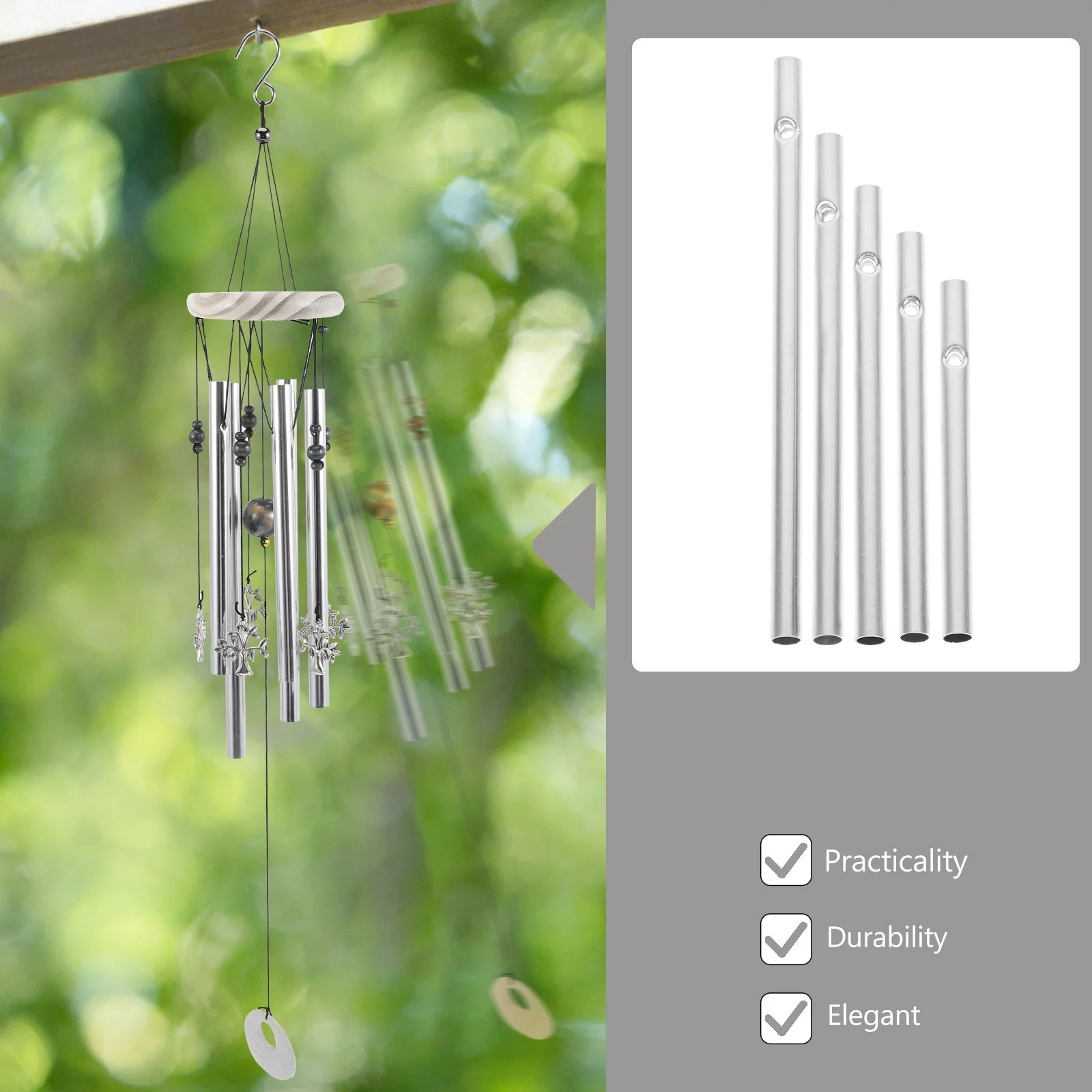 

60Pcs Wind Chime DIY Tube Aluminum Strong Replacement Pipes for Wall Door Garden Indoor Outdoor Decorative Accents