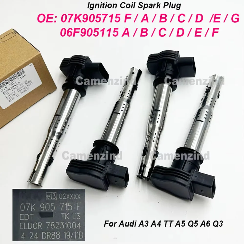 

Комплект из 4 катушек зажигания 07K905715F 0221604115 UF575 07K905715 06F905115E 06H905115B для A3 A4 A5 A6 Q3 TT Quattro L4 2.0L