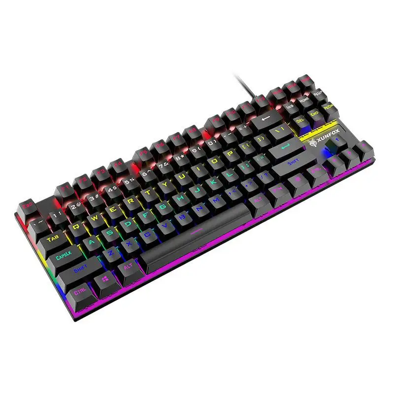 

Механическая клавиатура Dazzling Silver Fox K80, настоящая 87 клавиш, USB, светящаяся зеленая ось, соответствующая цвету, игровая клавиатура для киберспорта