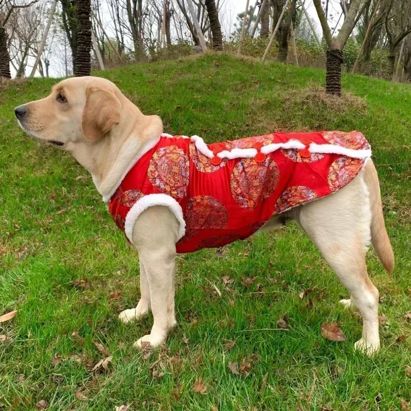 Chinese New Year Dog Clothes Tang Suit Small Medium Big Large Dog Clothing Coat Cheongsam Corgi Husky Golden Retriever Costume