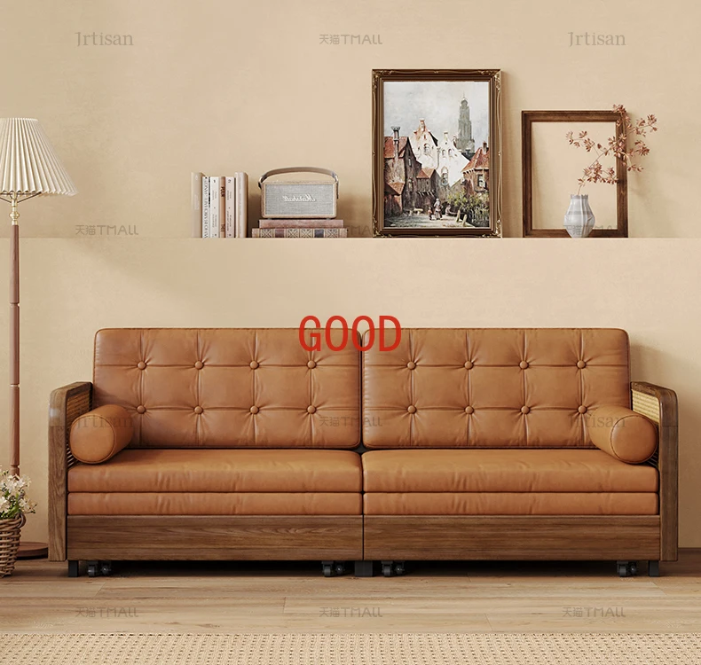 

Диван-кровать складной двойного назначения из твердой древесины в скандинавском стиле для гостиной многофункциональный двойной складной диван