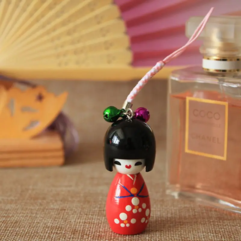 5cm Japanese kimono doll  puppet pendant with sling