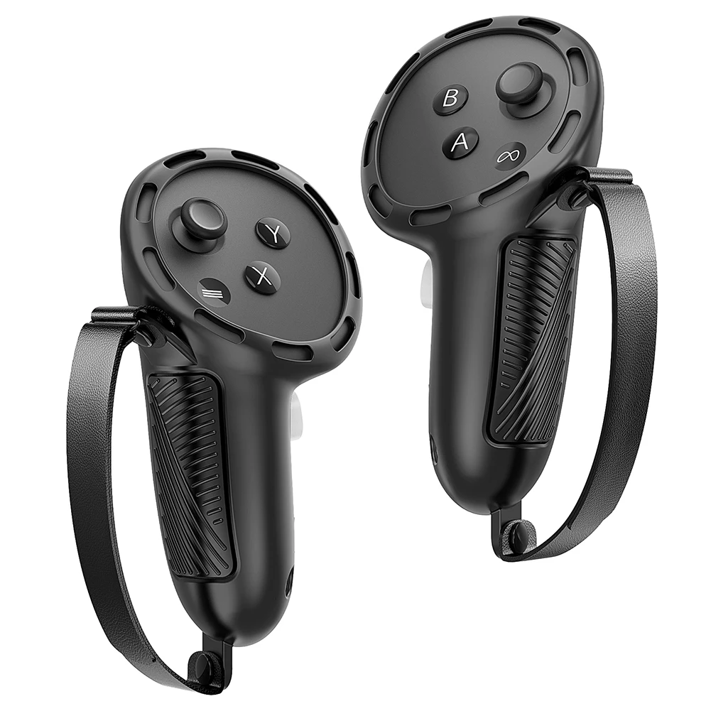 Silicone Controller Grips Non-Slip Handle Cover W/ Knuckle Straps and Battery Opening Cover for Meta Quest 3S/Quest 3