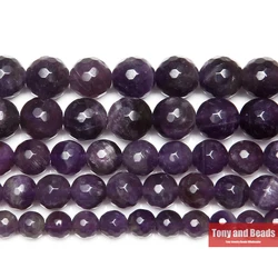 Natural Stone Faceted Purple Amethyst Quartz Loose Beads 15