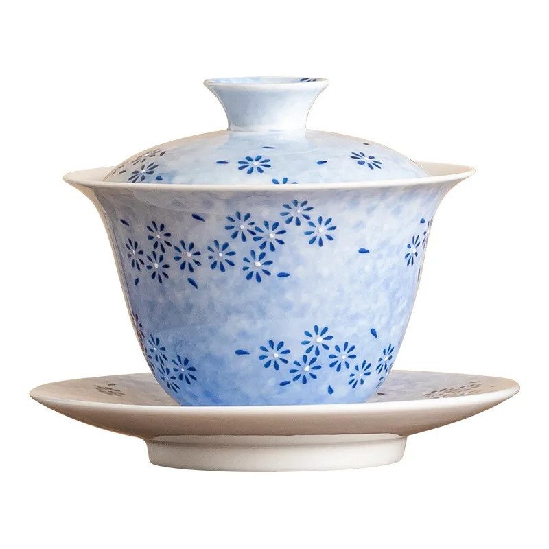 

Hand-painted ceramic tea bowl with lid Kung Fu tea set