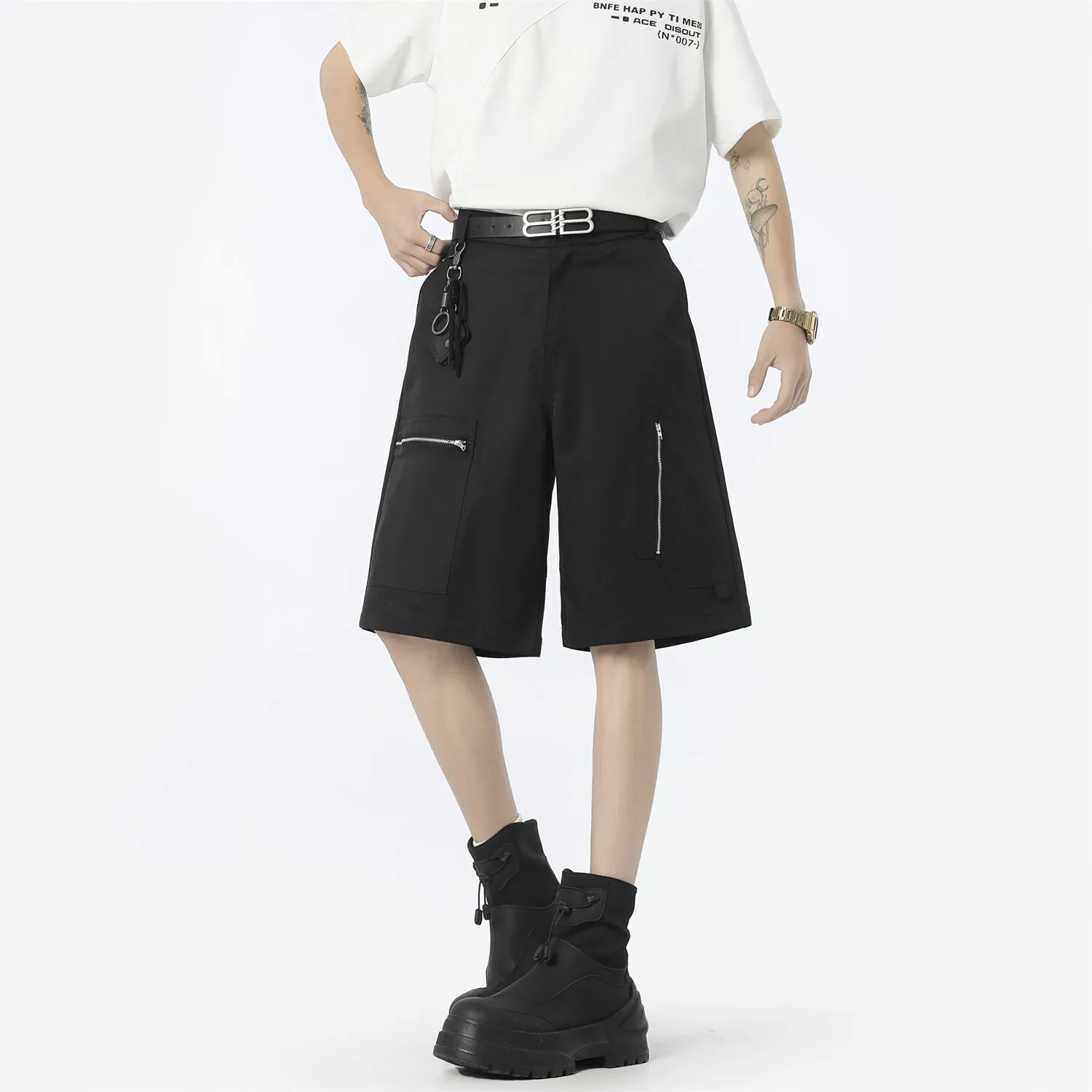 

Y2k винтажные мешковатые шорты мужские уличные короткие карго с большими карманами корейские Harajuku большие брюки до колена широкие летние