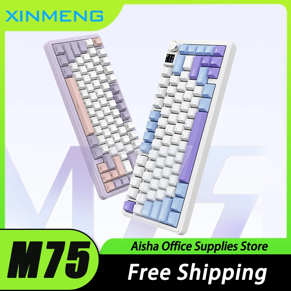 

XINMENG M75 Mechanical Keyboard Multifunctional Knob Custom ScreenThree Mode RGB Wireless Gaming Keyboard Hot Swap Pc Gamer Mac