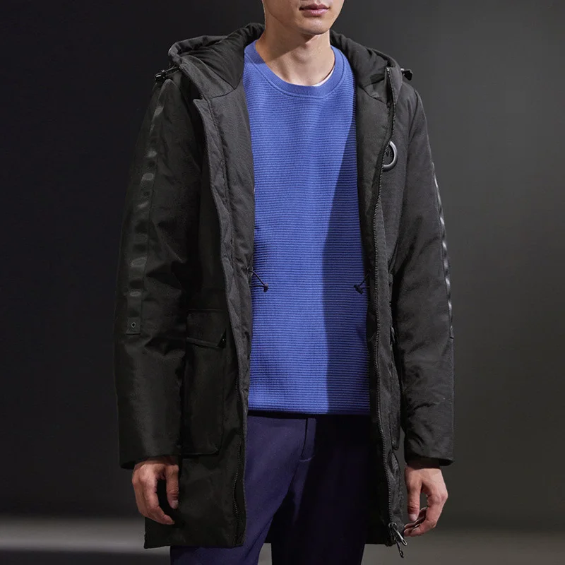 

Dough Fly Men's Casual Faionable Hooded down Jaet 2025 Autumn Winter Warm Regular Fit Long Sve Zipper Closure