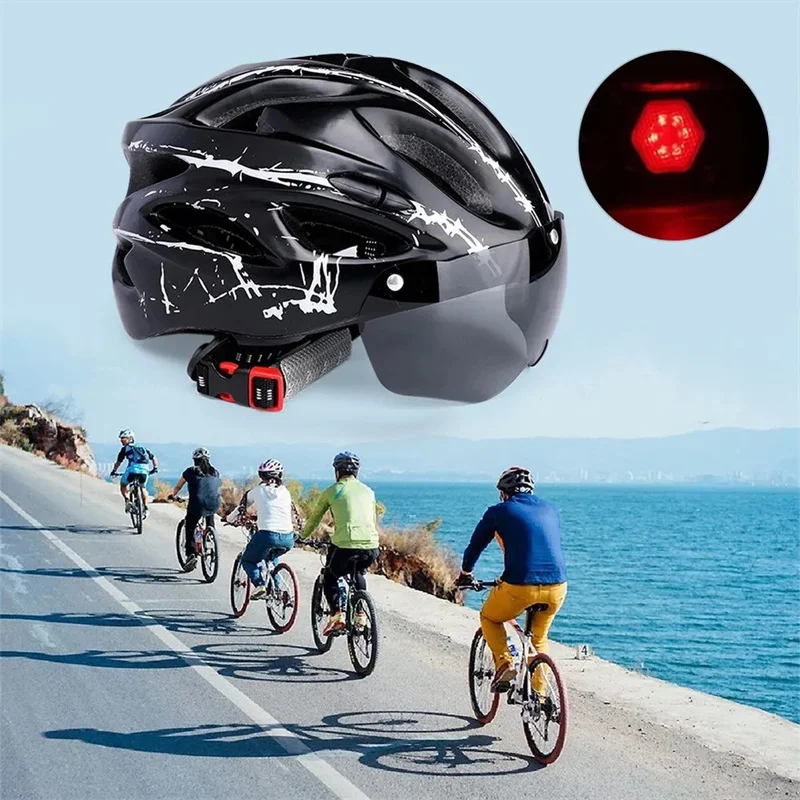 Racing Riding Cycling Helmet Nylon Strap Mountain Bike Helmet Windproof Glasses Breathable Aseismic Sturdy For Outdoor Equipment