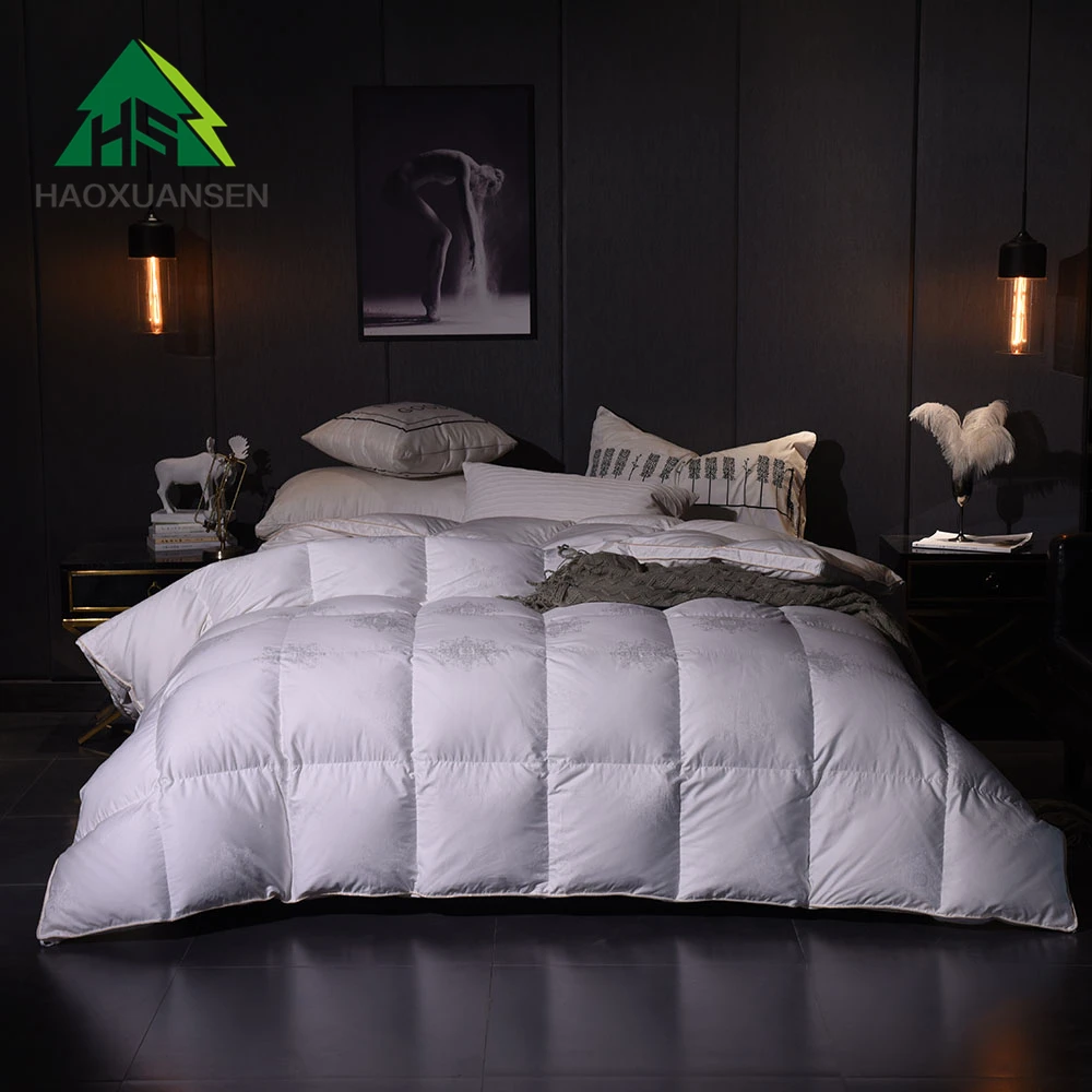 

White Goose Down Comforter Fill Power 800 All Season Duvet Insert Ultra-Soft Jacquard Cotton 800TC Outer Shell Insert 46/53 OZ