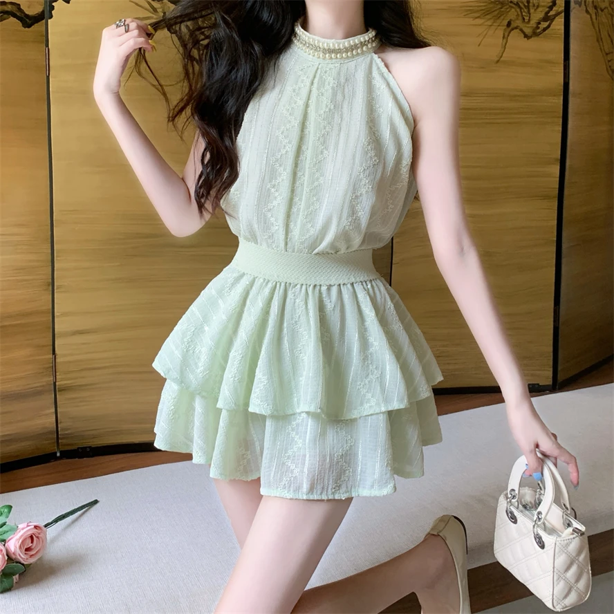 

Mint een Lace Set Women Summer Sweet And Spicy Top Matching Skirt ular Two Piece Set ort Pants round Neline Pure Onl...